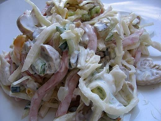 Рецепт салат ветчина грибы