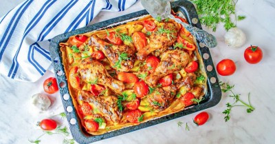 Картошка с куриными ножками на протвине