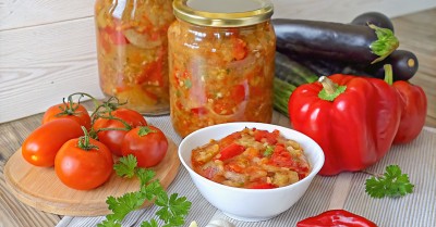 Салат на зиму из кабачков и баклажанов