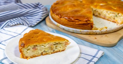 Пирог на кефире с курицей