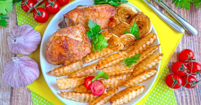 Курица с картошкой в аэрогриле