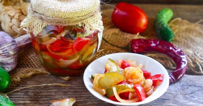 Салат огурцы помидоры на зиму без стерилизации