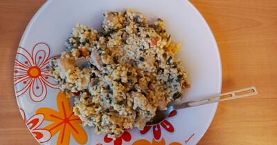 пшённая каша с шампиньоном и свининой