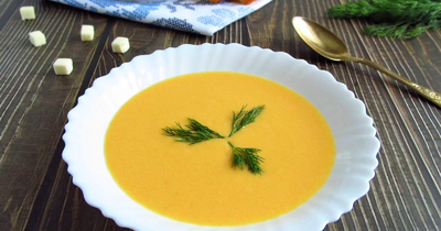 Суп пюре с плавленым сыром и морковью