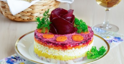 Селедка под шубой с сыром плавленным