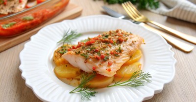 Филе морского окуня запеченное в духовке