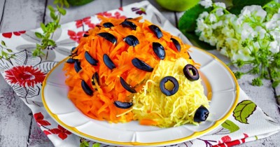 Салат Ёжик с корейской морковкой