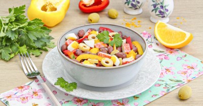 Салат фасоль крабовые палочки яйца