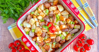 Свинина с картошкой и овощами в аэрогриле