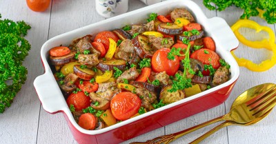 Мясо с овощами в аэрогриле на ужин