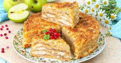 Насыпной пирог три стакана с яблоками