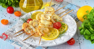 Кальмар в аэрогриле в сметане