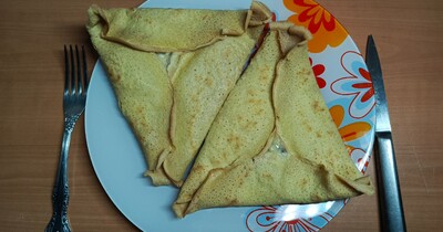 кукурузный блин с картошкой и грибом