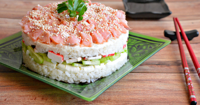 Суши торт салат с лососем