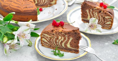 Зебра торт классический шоколадный бисквит