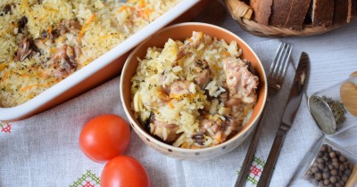 Плов в духовке с курицей
