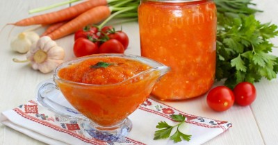 Икра из моркови с помидорами на зиму