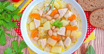 Суп с белой фасолью консервированной с курицей