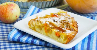 Пирог с яблоками и тыквой кусочками на молоке