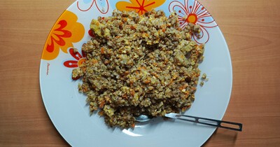 гречка со свининой и яйцом