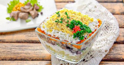 Салат мимоза с печенью трески классический