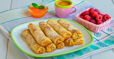 Блины в духовке с творогом