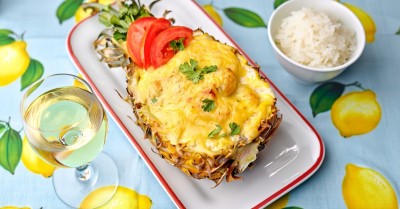 Фаршированный ананас с куриными грудками