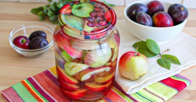 Компот из яблок и слив заготовка на зиму