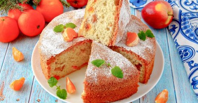 Пирог шарлотка с мандаринами и яблоками в духовке