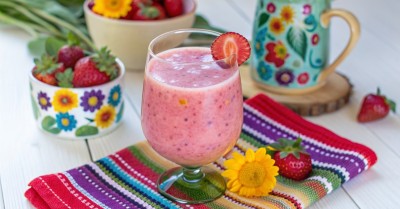 Смузи с клубникой и бананом на кокосовом молоке