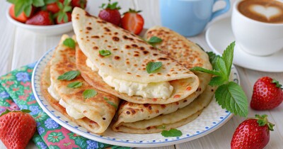 Сладкий ванильный кыстыбый с творогом и сыром