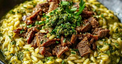 Рецепт ризотто с готовым песто и тушёнкой