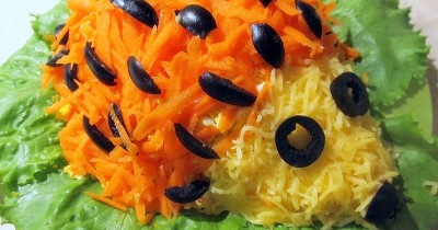 Салат Ёжик с корейской морковкой