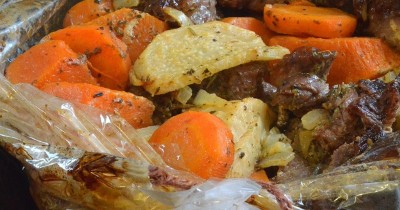 Говядина с тыквой в рукаве