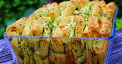 Хлеб Гармошка с моцареллой и зеленью