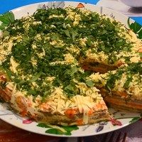 Селёдочный торт на вафельных коржах