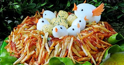 Пасхальный салат перепелиное гнездо глухаря