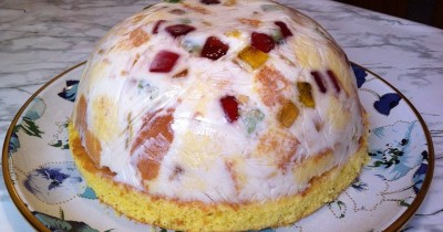 Торт Битое стекло с фруктами