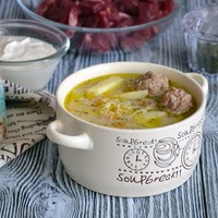 Суп с фрикадельками и рисом