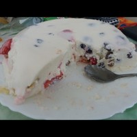 Торт без выпечки творожно фруктовый