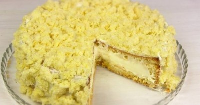 Бисквитный торт Одуванчик со сливочным кремом
