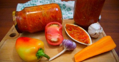 Салат на зиму помидоры с чесноком перцем морковью