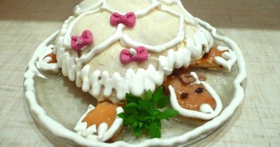 торт черепаха со сметаной и белой глазурью