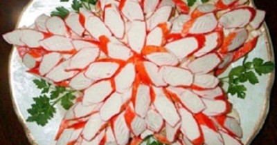 Салат Звёздочка на 23 Февраля из крабовых палочек