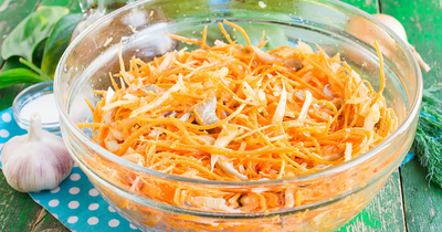 Салат с шампиньонами и корейской морковью