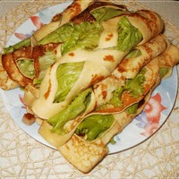 Кружевные блинчики на молоке с мясом