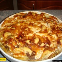 Картофель с фаршем и сыром запеканка