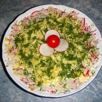 Салат Курортный с яичными блинами