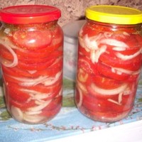 Салат из помидоров с луком заготовки на зиму