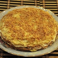 Блинный торт с заварным кремом на кефире